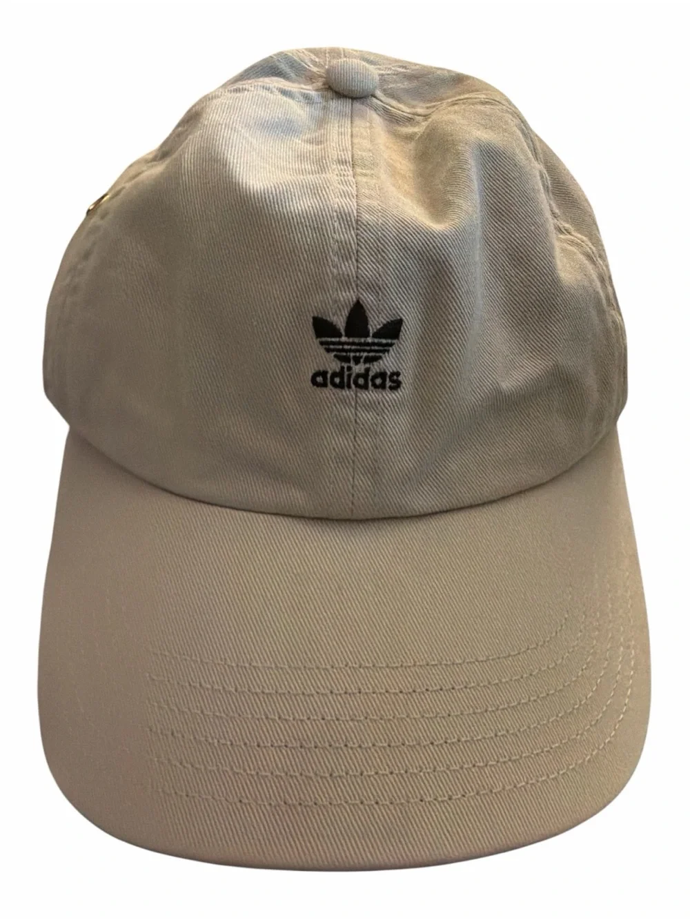 Adidas Trefoil Slideback Hat Tan One Size Adjustable Embroidered 6 Panel NWOT